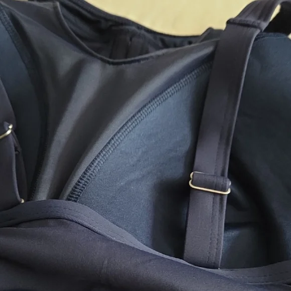 Lands' End Deep Sea Navy Blue Slenderizing Tankini Swim Top Sz 16w DD - Picture 10 of 10